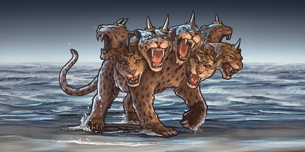 Група Г7 као библијска седмоглава звер коју јаше курва вавилонска