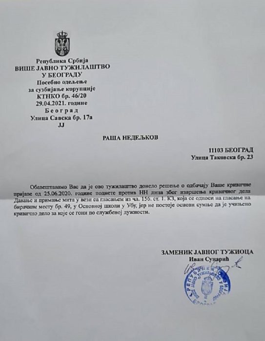 Тужилац који није видео крађу гласова штитио Стефановићевог кума?