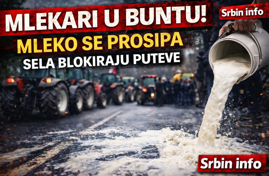 Увоз убија српско село: Млеко тече по путевима, трактори заустављају саобраћај