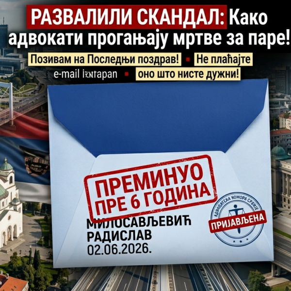 СКАНДАЛ О КОМ БРУЈИ СРБИЈА: Адвокати шаљу „последње опомене” покојницима за застареле дугове!