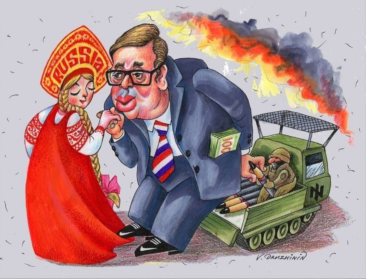 СТВАРНО ЈЕ ХУЉА: Руска карикатура о Вучићу запалила интернет!