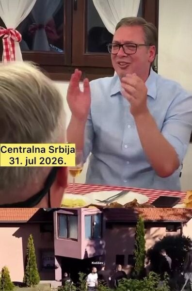 Исмева Србе: Пијани Вучић у кафани пева „Ја сам момче са Косова“ док на Газиводама руше српске куће и хапсе!