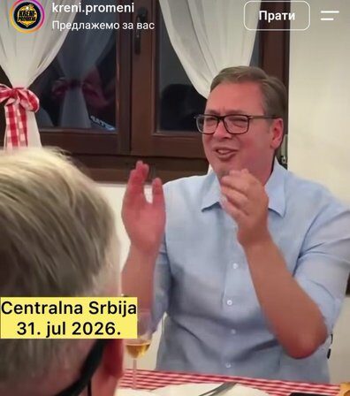 Исмева Србе: Пијани Вучић у кафани пева „Ја сам момче са Косова“ док на Газиводама руше српске куће и хапсе!